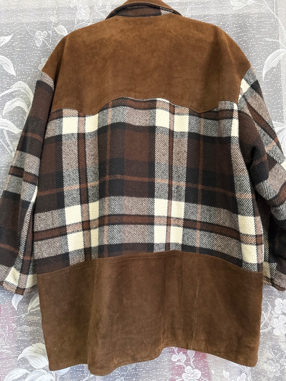 Vintage Laurence Roy suede and wool plaid jacket - Picture 5 of 8